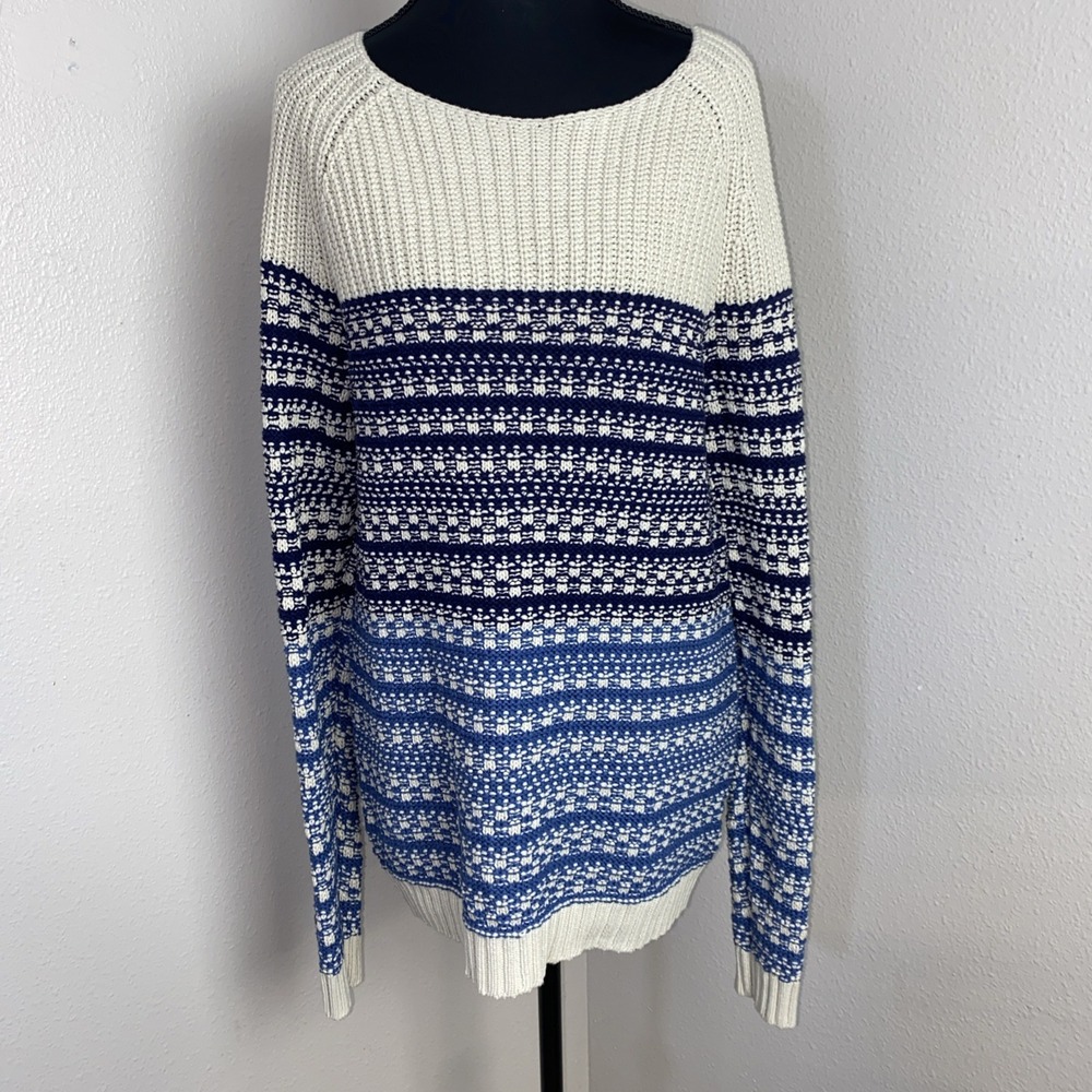 BDG‎ Urban Outfitters Women's Medium Blue Chunky Knit Ribbed Colorblock Sweater